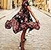 R.Vivimos Women's Summer Vintage Floral Print Deep V Neck High Low Long Dresses (2XL,Black)
