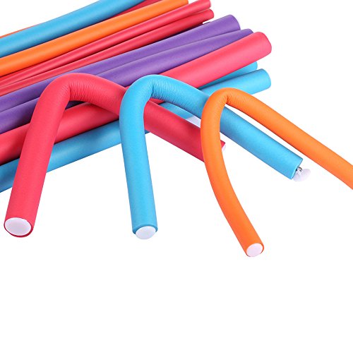 Flexible Curling Rods, 20 Pack Colorful Soft Rubber Twist-Flex Hair Curler Roller Set, 9 Inch Length, No pins No Clips No heat No Chemicals, Great for Create Beautiful Bouncy Curls