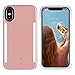 Wellerly iPhone Xs Max Case, LED Illuminated Selfie Light Cell Phone Case Cover [Rechargeable] Dual Light Up Luminous Selfie Flashlight Case for iPhone Xs Max 6.5inch (Rose Gold)