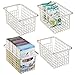 mDesign Modern Farmhouse Deep Metal Wire Storage Organizer Bin Basket with Handles for Kitchen Cabinets, Pantry, Closets, Bedrooms, Bathrooms, Laundry Rooms, Garages - 5.25 High, 4 Pack - Satin