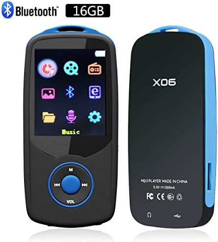 MP3 Player 16GB,CFZC MP3 Player with Bluetooth Portable Lossless MP4 Music Player with FM Radio Voice Record-Support 64GB Micro SD card Slot