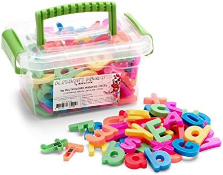Attractivia Alphabet Magnets - 156 Magnetic Letters with Medium Storage Tub