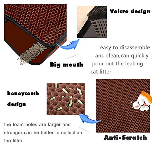 EACHON Cat Litter Mat Litter Trapping Mat, 30" X 22" Inch Honeycomb Double Layer Design Waterproof Urine Proof Trapper Mat for Litter Boxes, Large Size Easy Clean Scatter Control - Thumbnail 4