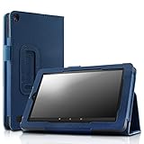 Infiland 2015 Fire 7 Case - Premium PU Leather Folio Stand Cover Case for Amazon New Fire 7 2015 Version 8 GB Tablet Only, Navy