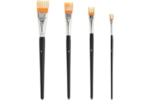 Lot de 4 pinceaux à grain pour artiste - Pinceaux plats professionnels pour peinture acrylique, pinceaux à grain parfaits pou