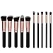 Beauty Kate Professional 10pcs Premium Synthetic Kabuki Makeup Brush Set Foundation Blending Cosmetic Brushes Essential Kit (Black + RoseGolden)