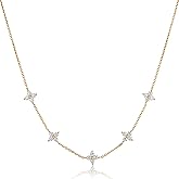 LibreLumos Moissanite Necklace for Women, Four-leaf Clover Lab Created Diamond Pendant, 18K White Gold Plated 925 Sterling Silver Necklace, Gifts for Women Wife Mom Jewelry, 18+2inch