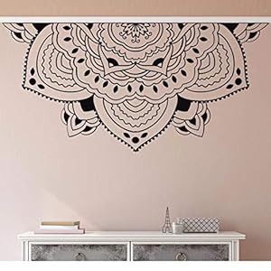 yiyitop Home Decor Half Mandala Wall Decal Meditation Style Bedroom Wall Mural Half Mandala Car Window Sticker Headboard Decals 57 * 118cm