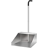 Extra Large Dust Pan with Long Handle,Metal Dust Pan for Jumbo Debris Pan | Commercial Heavy Duty Stand up Dustpan,14In Wide Mouth Outdoor Dustpan for Courtyards/Garage/Sidewalks-Professional Cleaning