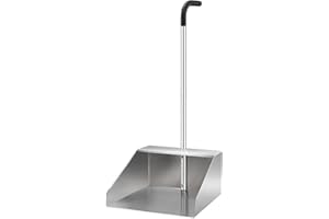 YANGBAGA Extra Large Dust Pan with Long Handle,Heavy Duty Metal Dust Pan for Jumbo Debris Pan-Commercial Stand up Dustpan,Wide Mouth Outdoor Dustpan for Courtyards/Garage/Sidewalks-Professional Cleaning