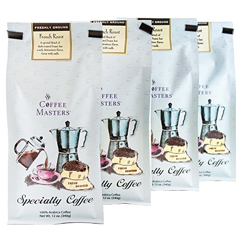 Coffee Masters Gourmet Coffee, French Roast Blend, Ground, 12-Ounce Bags (Pack of 4) Coffee Masters Gourmet Coffee, French Roast Blend, Ground, 12-Ounce Bags (Pack of 4)
