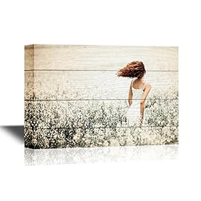 Canvas Wall Art - Young Beautiful Girl in The Field - Gallery Wrap Modern Home Art | Ready to Hang - 12x18 inches
