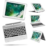 New ipad 9.7/ipad Air Keyboard Case, bluetooth keyboard case, 7 color backlight detachable keyboard folio wireless stand keyboard cover for ipad 5/6,automatic sleep/weak for iPad Pro 9.7(Silver)