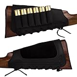 BronzeDog Leather Cartridge Buttstock Shotgun Shell Holder, Hunting Buttstock Ammo Holder Pouch Bag for Rifles, Shotgun Shell Pouch Shell Holder Stock