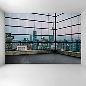 Wall Mural 3D Cityscape Removable Wallpaper Wall Sticker for Bedroom Living Room - 66x96 inches