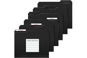 Dunwell Plastic Black 3-Tab Folders, (12 Pack), Sturdy 1/3 Tab File Folders for 8.5x11 Documents, Plastic Manila Filing Sleeves, Acid-Free Poly, Includes Labels
