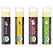 Organic Lip Balm Multi Pack; 4 Tubes of Fruit Flavored Moisturizing Natural Beeswax Chapstick with Aloe Vera, Shea Butter, Coconut Oil; Therapy and Repair Dry Chapped Cracked Lips For Men and Women
