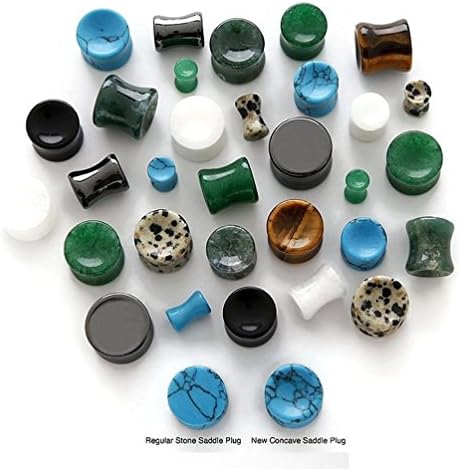 Concave Stone Plugs - Sold by Pair (Choose Type &amp; Size) (Turquoise (4G / 5mm))