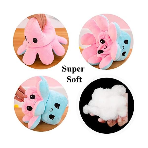 JXMORE Soft Reversible Octopus Plush Toys - Flippy Mood Octopus Reversible Plushies - Stuffed Happy Sad Octopus Gifts…