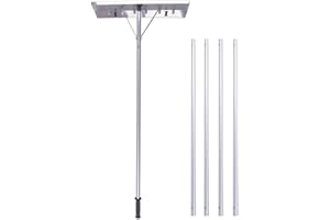 JONHWI Snow Roof Rake, Extendable 4.8-20FT Snow Remove Tool 6" by 25" Poly Blade and Wheels, Aluminunm Frame & Anti-Slip Handle