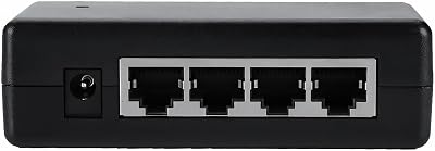 ASHATA 4 Port PoE Power Supply Injector DC12-48V for IP Camera Network Devices