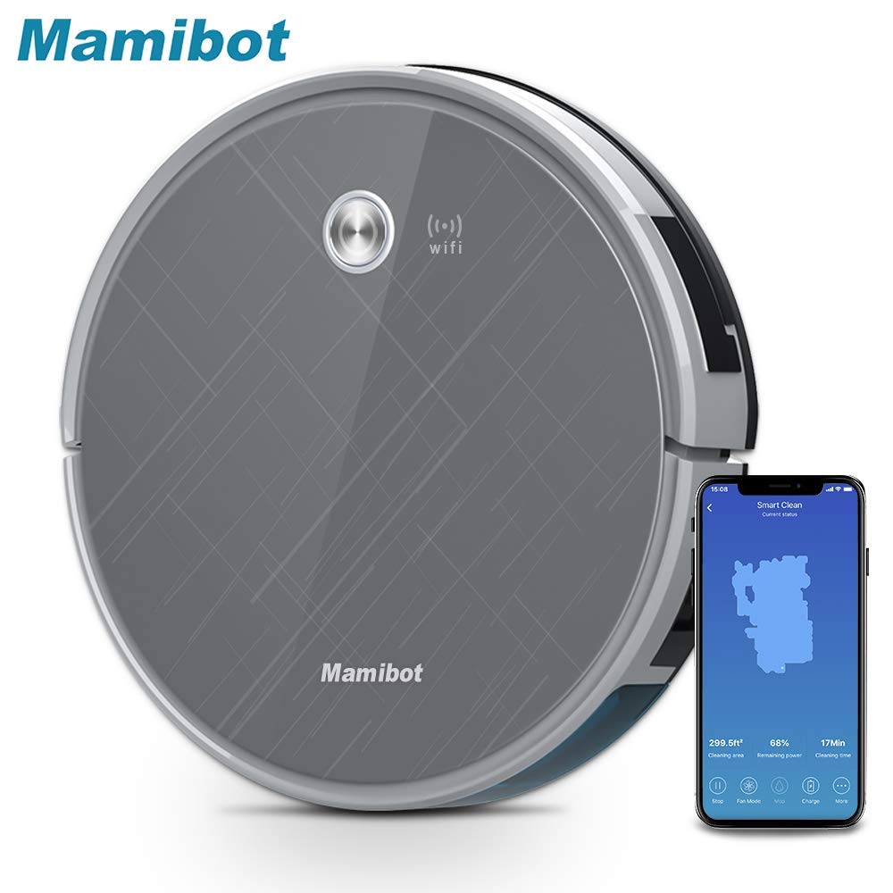 Mamibot EXVAC660 Robot Vacuum Cleaner with 2000Pa Super Power Suction Compatible with Alexa and Google Assistant, WiFi APP Control Auto-Charging Mopping&Sweeping Robot for Pet Hair Hard Carpet &Floor