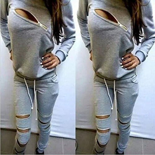 New Womens Sports Sweatshirt +Pants Sweat Suits Casual Tracksuit Outfits