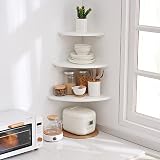 Gieanoo White Corner Shelf 9inch Natural Oak Wood Floating Shelf 90 Degree view 4