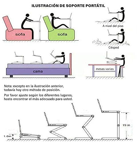 SEXYBIRDS Mesa Ventilador Base Enfriadora para Laptop,Bastidor de Enfriamiento para Computadora Portátil, Soporte de Aluminio Ajustable, Adecuado para Sofás, Camas,etc, Diseño Ergonómico