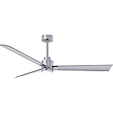Matthews AKLK-BN-BN-56 Alessandra Indoor/Outdoor Wet Rated 56" Downrod Mount Ceiling Fan with LED Light and Remote, 3 Brushed