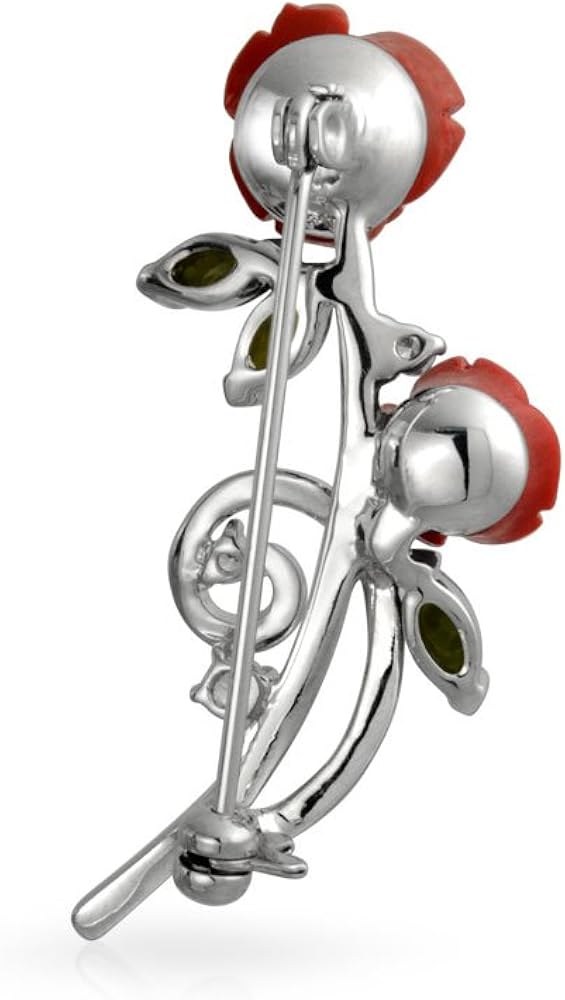 Elegant Dress Accessories Dainty Colorful Floral Bouquet Flower Red Roses Pave CZ Accent Flower Brooch Lapel Pin For Women Silver Plated Brass - Image 4
