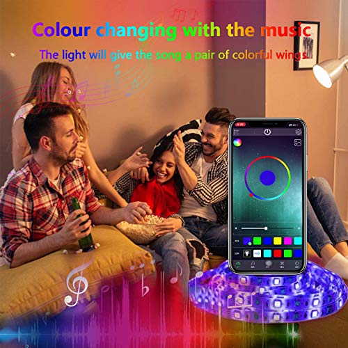 LED Strip Lights with Remote - 10M IP65 Waterproof Smart Colour Changing LED Lights Sync with Music with Bluetooth and Control Box, Snap Design LED Light Strips for Home Party Festival Wedding