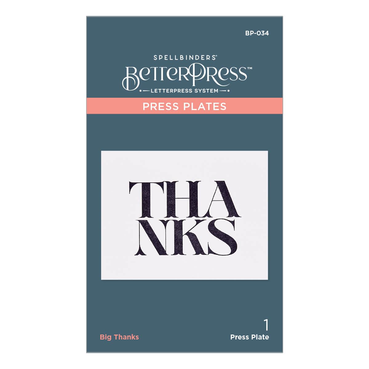 Spellbinders Big Thanks Betterpress Plate, Metal, ONE