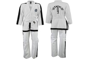 Playwell Martial Arts ITF Taekwondo Masters Suit (4th Dan & Up ), White, 180cm