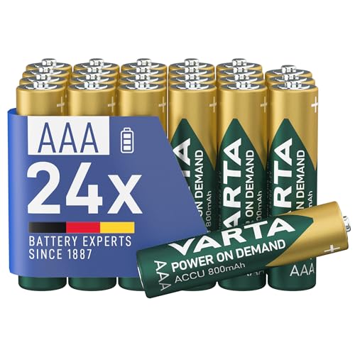 VARTA Batterien AAA, wiederaufladbar 24 Stück, Akku Power on Demand