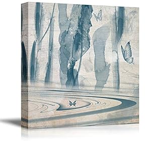 Canvas Wall Art Abstract Ink Painting Tree Painting Artwork for Home Prints Framed - 12x12 inches