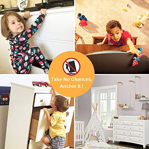 Furniture Straps (10pack) Wall Anchor, Baby Proofing Anti Tip Furniture Anchors Kit, urniture Anchors for Baby Proofing Safety, Protect Toddler and Pet from Falling Furniture - Thumbnail 5