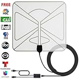 HDTV Antenna, AmGood 50 Miles Range 1080P Digital TV Antenna Indoor with Detachable Amplifier & 9.8ft Coax Cable for Highest Performance - Upgraded Version Better Reception - Super Thin-Transparent