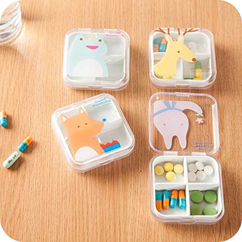 Gold Happy 2 Sizes Portable Mini Cartoon Plastic Pill Box Medicine Case for Healthy Care Empty Drugs Box for False Eyelashes
