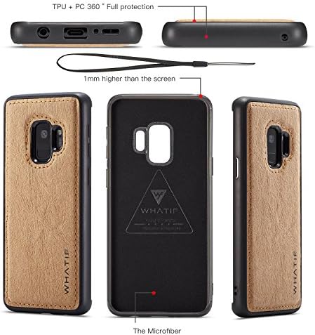 Galaxy S9 Case, [Detachable Wallet Folio] [ Environmental Durable Flip Folio Cases Cover with ID&amp;Credit Card Pockets 2 in 1 Detachable Slim Case] for Samsung S9 (Light Brown)