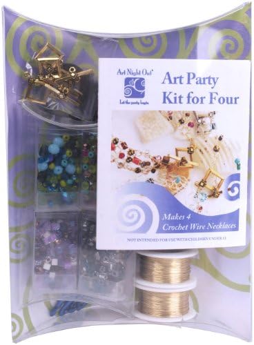 Art Night Out Party Kit for Wire Jewelry Necklaces or Bracelets, Gold with "Cool" Colors