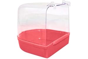 shlutesoy Hanging Bird Bath Cube Bird Bathtub Bath Shower Box Bowl Cage Pet Bird Parrot Transparent Bathing Tub Bathtub Shower Box Hanging Cage Decor Pink
