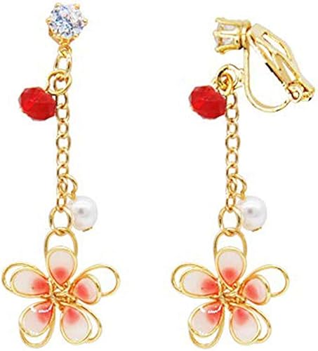 Amazon Ostory お洒落な 和風 パール 花 イヤリング ピアス ピアス風 揺れる 桜 18k ノンホール ピアス U型樹脂クリップ イヤリング レディース プレゼント 通勤 アレルギー対応 ギフトボックス付き イヤリング 通販