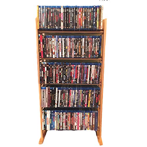 Multimedia Storage Tower Holder Universal DVD CD Blu-Ray 5-Tier Media Unit Modern Multipurpose Organizer Slim Stand & eBook