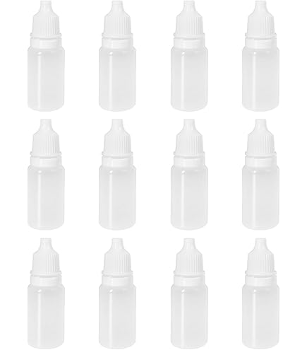10ml Clear Plastic Dropper Bottles With Blue Caps - 10 Pack Needle Tip Containers
