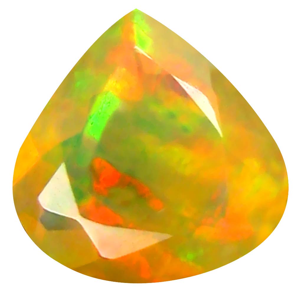 1.50 ct Pear Cut (9 x 9 mm) Un-Heated Transparent Quality Ethiopian Welo Rainbow Opal Natural Loose Gemstone