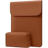 MOSISO Laptop Case 13 inch, 13 inch Laptop Sleeve Compatible with MacBook Air M4 M3 M2 M1 2025-2018 / Pro M2 M1 2025-2016, Faux Suede Leather Case with Small Bag, Brown