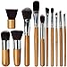 Professional Kabuki Makeup Brushes Set – 11 Pc Wooden Handle Cosmetic Foundation Make up kit Beauty Blending for Powder and Cream – Bronzer Concealer Contour Brush Travel Case - Beauty Bon