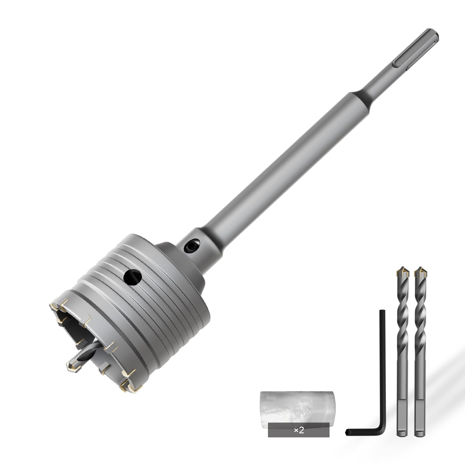 Photo 1 of CSOOM Concrete Hole Saw 2-1/2" (65mm) with 220mm SDS Plus Shank Connecting Rod, Carbide Cement Hole Saw for Concrete Cement, Brick Wall Stone