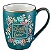 Floral Faith Mug for Women & Men, Ceramic Coffee Mug w/Gold Trim & Calligraphy, 12 oz